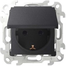 Механизм розетки 2К+З Schuko IP44 Simon24 графит 2450448-038