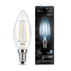 Лампа светодиодная LED 7Вт 230в,E14 Filament белый,свеча Gauss