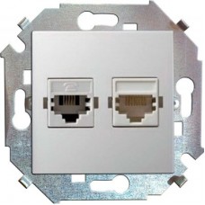 Механизм розетки комп. + телеф. 1-м СП Simon15 RJ11 + RJ45 бел. Simon 1591590-030