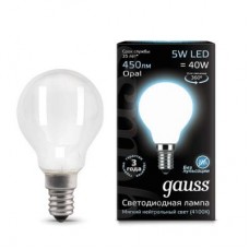 Лампа светодиодная LED 5Вт 230в,E14 Filament OPAL белый,шар Gauss