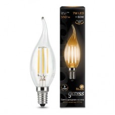 Лампа светодиодная LED 7Вт 230в, E14 Filament теплый, свеча на ветру Gauss