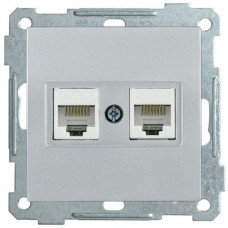 Механизм розетки комп. 2-м СП BOLERO РК10-2-Б RJ45 Cat5e серебр. ИЭК EKB25-K23