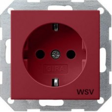 Розетка Gira System 55 Schuko WSV с/з 16A 250V безвинтовой зажим красный 044902