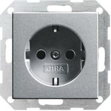 Розетка Gira System 55 Schuko с/з 16A 250V безвинтовой зажим алюминий 046626