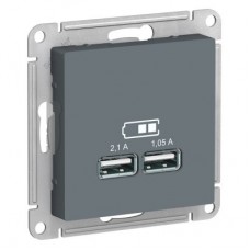 Механизм розетки USB ATLAS DESIGN 5В 1порт х 2.1А 2порта х 1.05А грифель SchE ATN000733